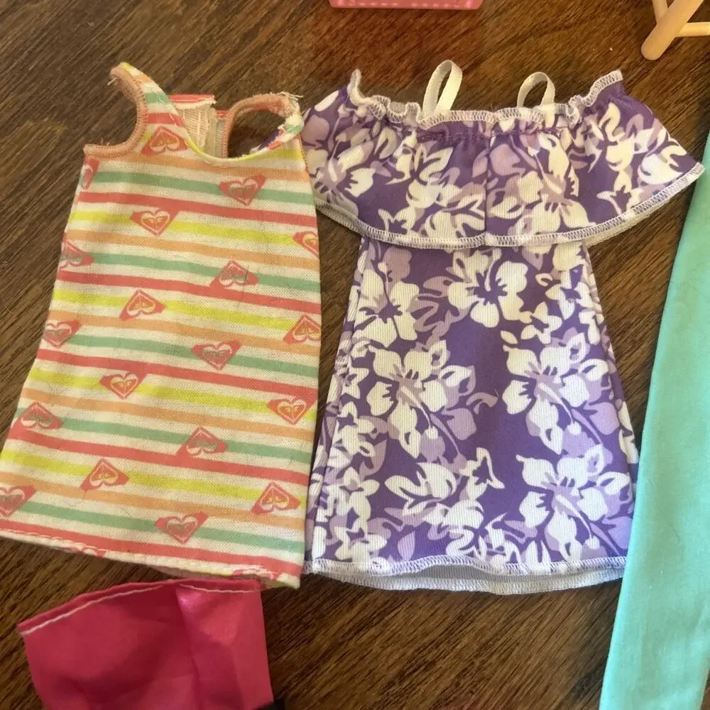 Lot of 9 Barbie Doll Clothes‎ Mixed Items Shoes Dresses Pants Bag Basket Visor